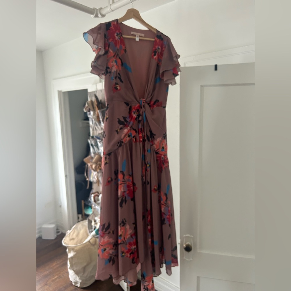 Hutch (Anthropologie) Lavender V-Neck Wrap Maxi Dress - Flutter Sleeves